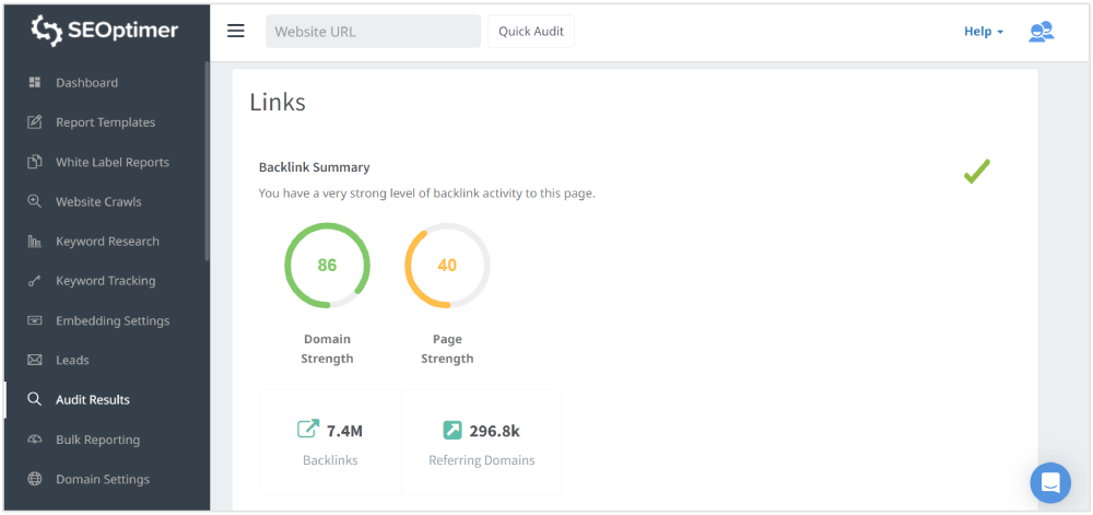 seoptimer backlink checker